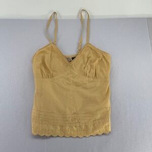Y2K Arizona Jean Co Eyelet Lace Cami Top Medium Boho Cottagecore Tie Bach Tank